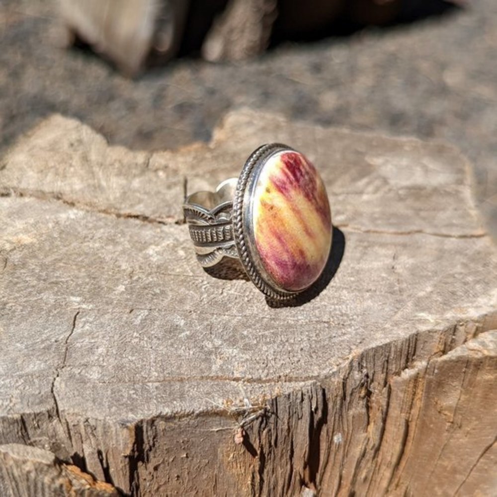 Navajo Statement Ring Spiny Oyster Sterling‎ Silver Beautiful Signed*** - Picture 3 of 10